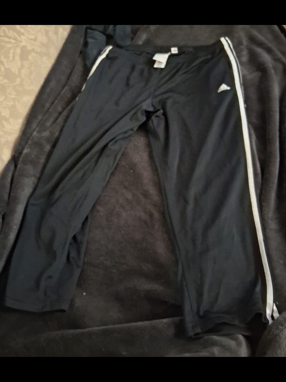 adidas Black Track Pants with White Side Stripes and Logo